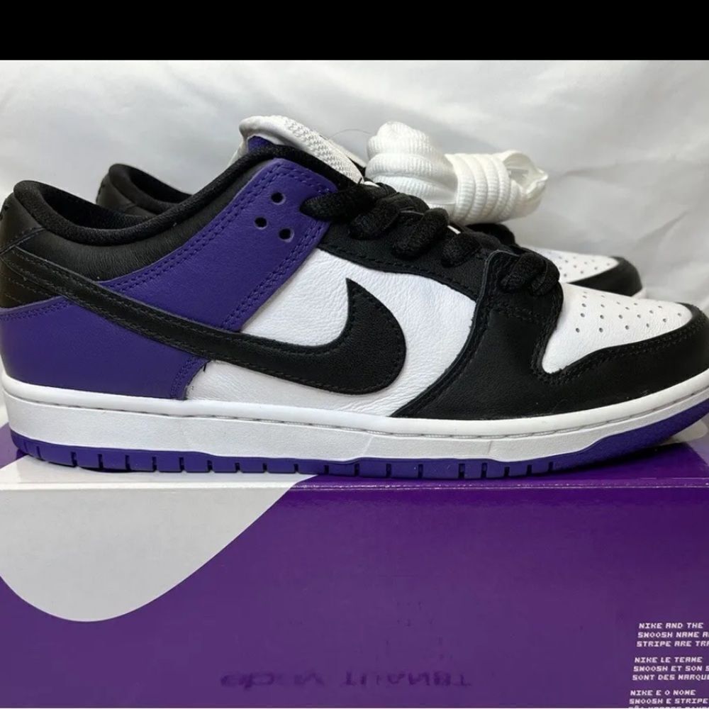 NIKE SB DUNK LOW COURT PURPLE black white BQ6817-500 size 8 - 14 - Picture 2 of 11